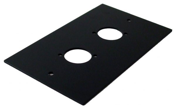 NEW DOUBLE GANG PLATE + 2 'D' HOLES.BLACK
