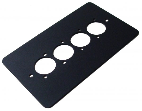 NEW DOUBLE GANG PLATE + 4 'D' HOLES. BLACK.