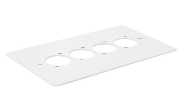 NEW DOUBLE GANG PLATE + 4 'D' HOLES. WHITE