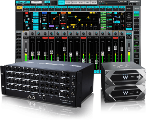eMotion LV1 + Extreme Server-C + 32-Preamp Stagebox + Axis Scope